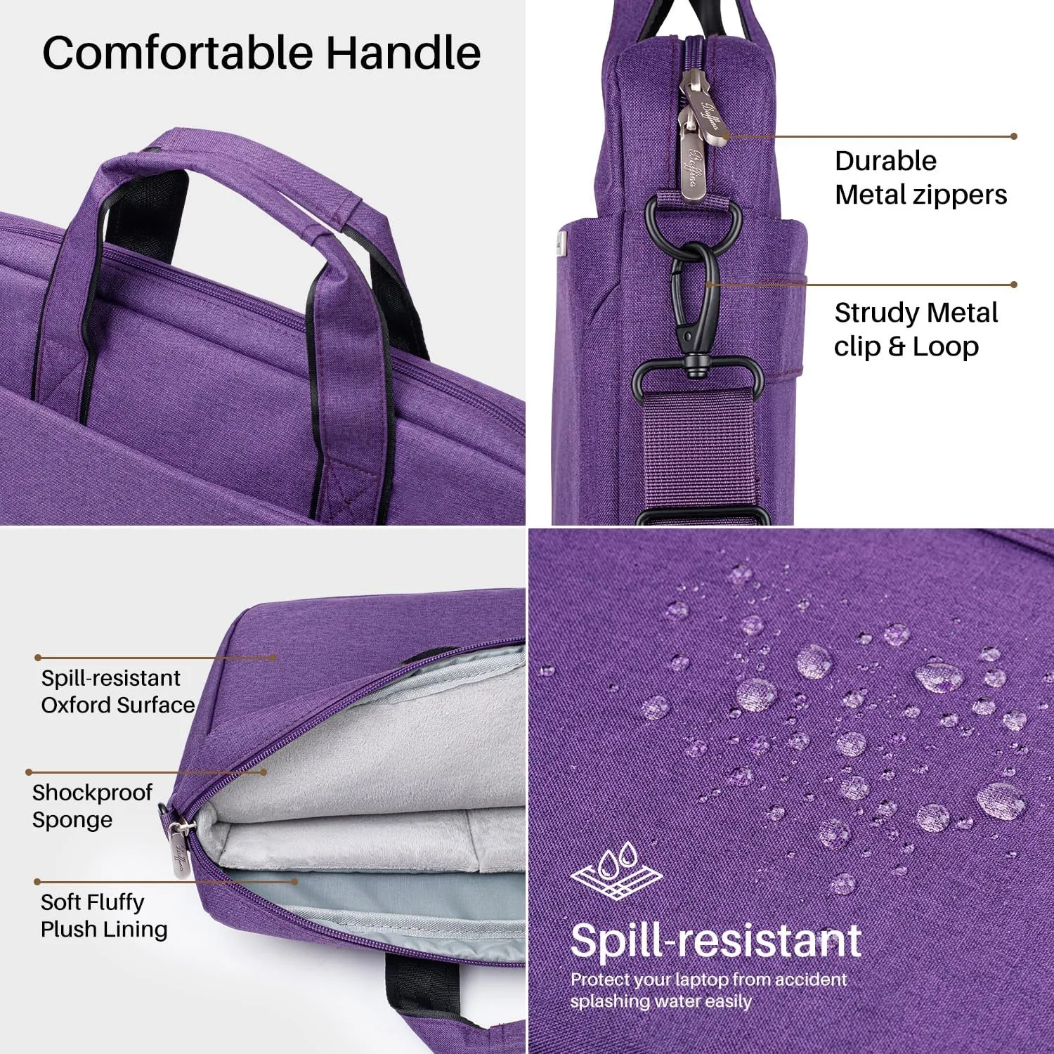 17 17.3 Inch Laptop Shoulder Bag for Men Women,Waterproof Computer Carrying Case Messenger Bag with Strap for 17-18" HP Dell,Laptop Briefcase for Office business Travel College School,Purple