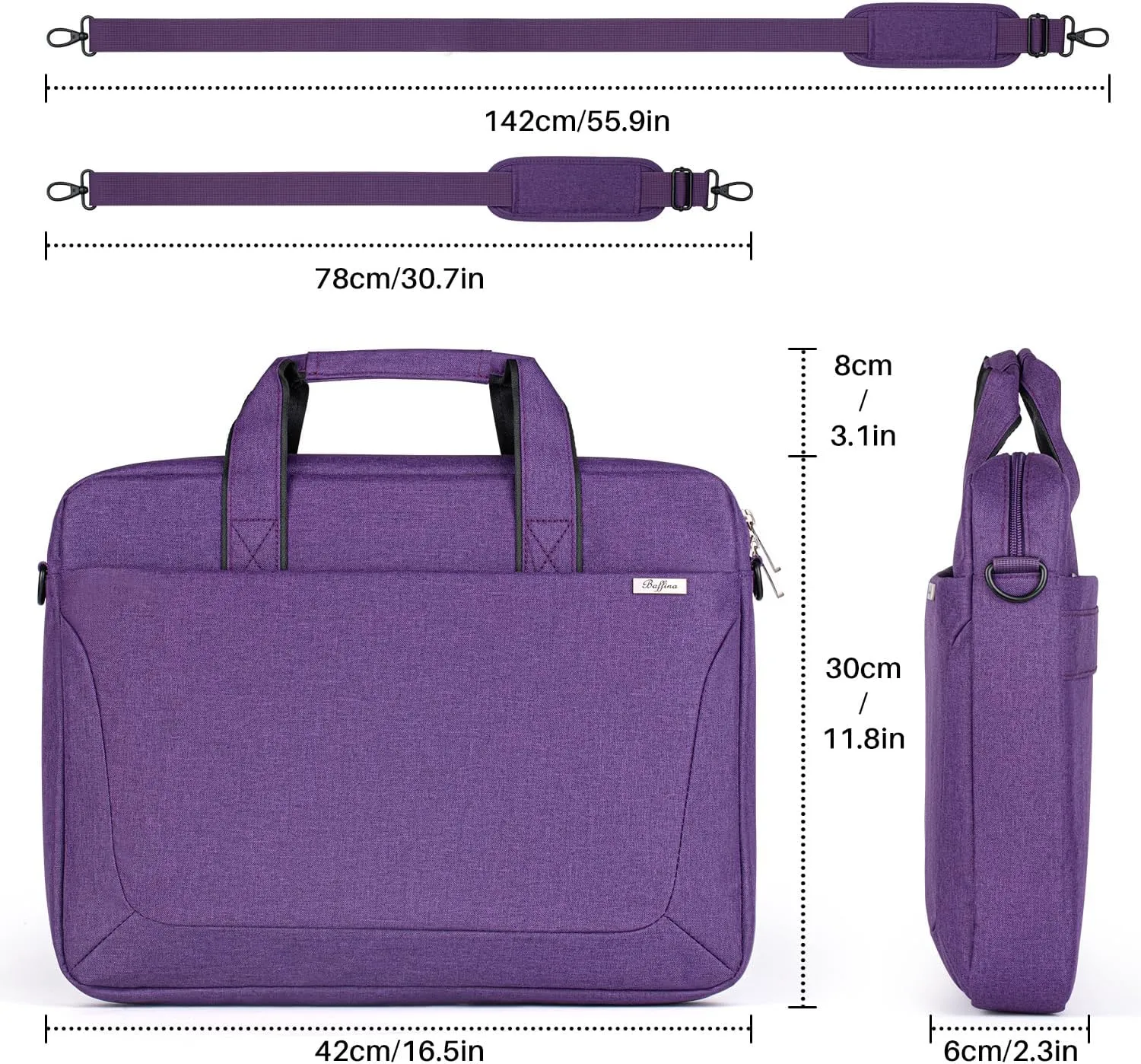 17 17.3 Inch Laptop Shoulder Bag for Men Women,Waterproof Computer Carrying Case Messenger Bag with Strap for 17-18" HP Dell,Laptop Briefcase for Office business Travel College School,Purple