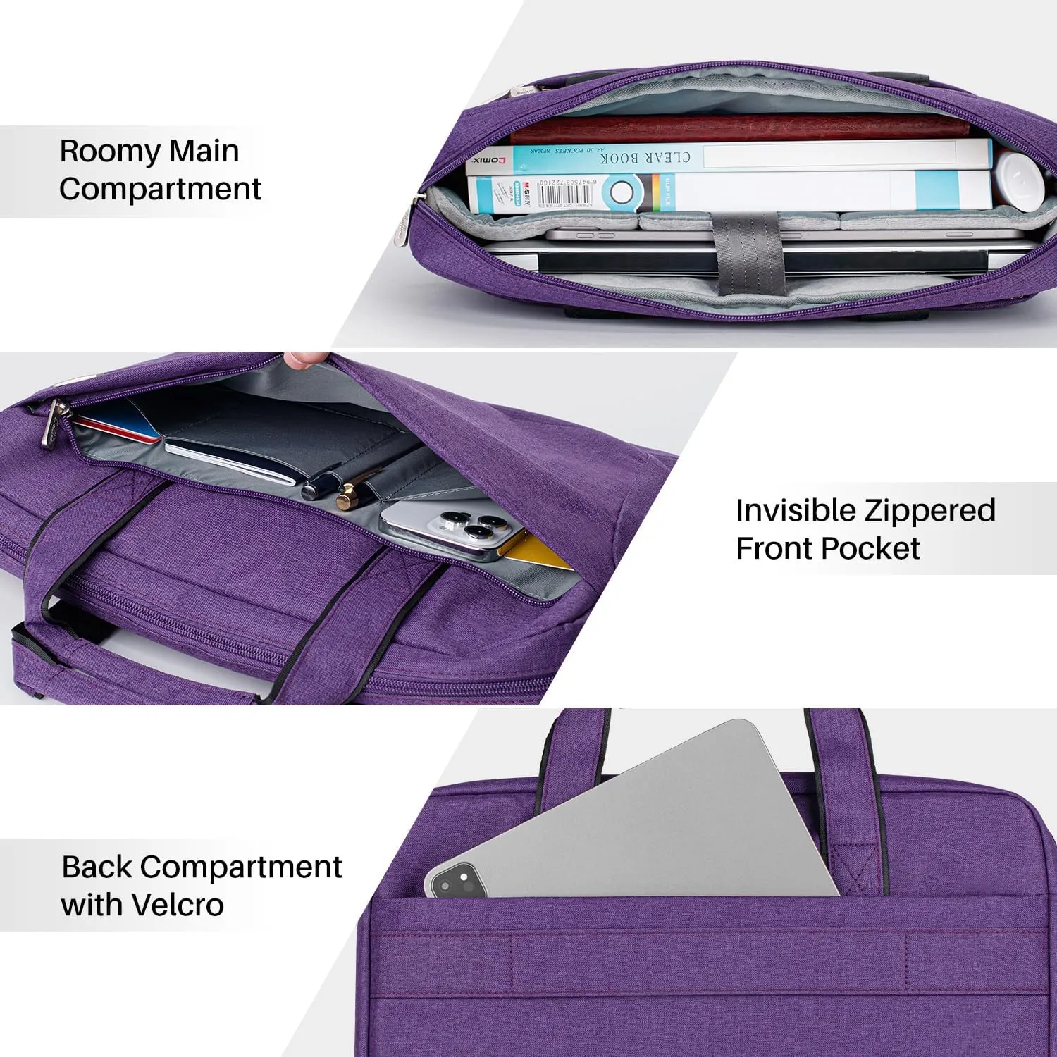17 17.3 Inch Laptop Shoulder Bag for Men Women,Waterproof Computer Carrying Case Messenger Bag with Strap for 17-18" HP Dell,Laptop Briefcase for Office business Travel College School,Purple