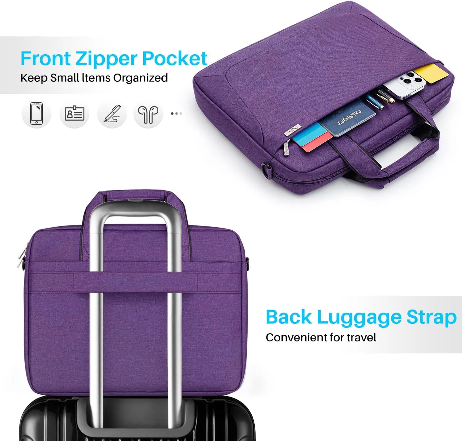 17 17.3 Inch Laptop Shoulder Bag for Men Women,Waterproof Computer Carrying Case Messenger Bag with Strap for 17-18" HP Dell,Laptop Briefcase for Office business Travel College School,Purple