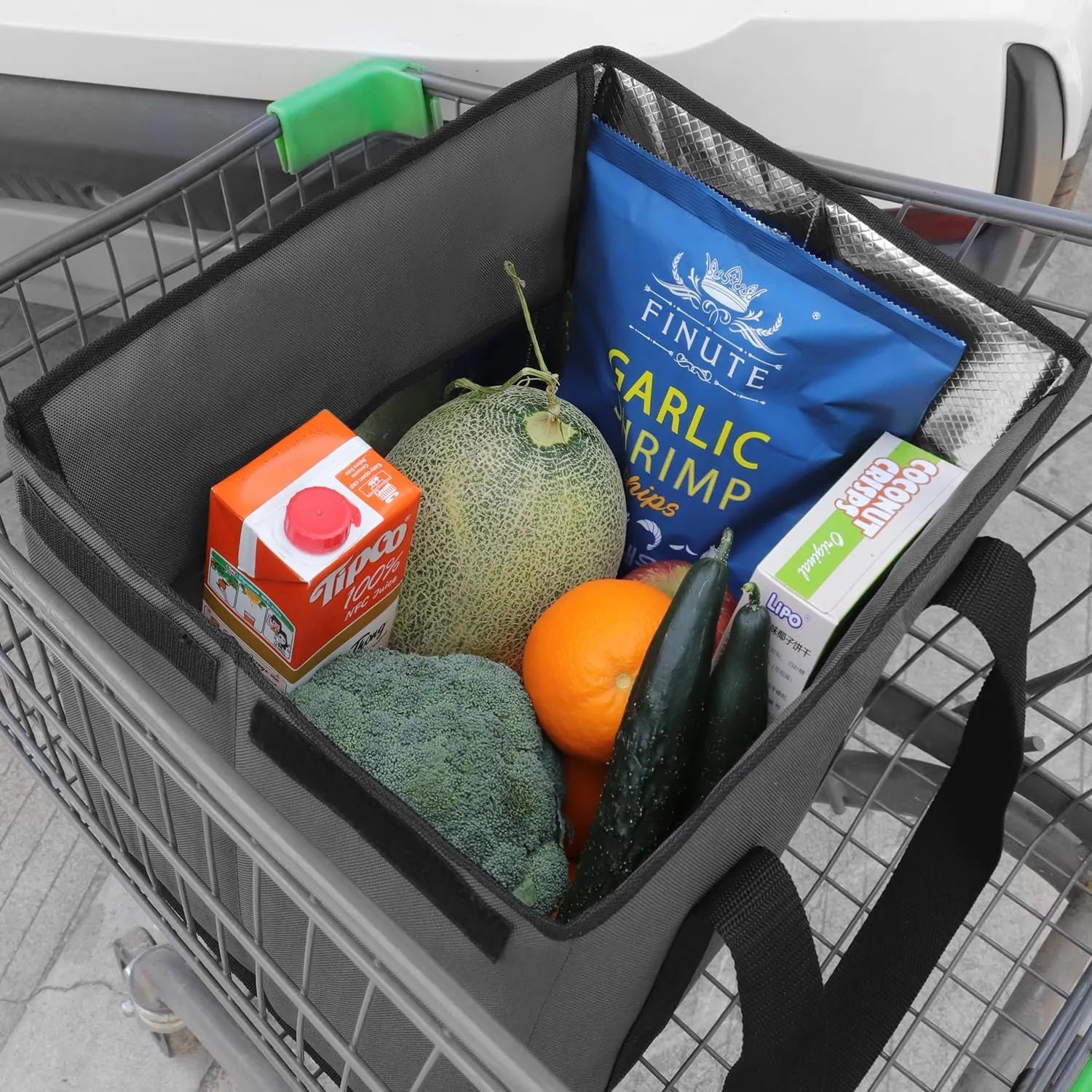 2 Pack Insulated Grocery Bags - Stackable Collapsible Foldable Reusable Cooler Totes for Groceries, Frozen Food & Travel