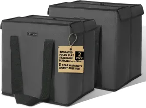 2 Pack Insulated Grocery Bags - Stackable Collapsible Foldable Reusable Cooler Totes for Groceries, Frozen Food & Travel