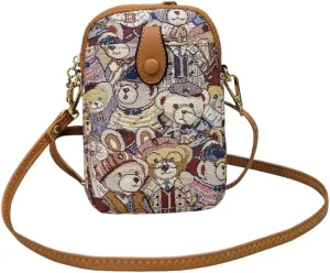 2025 Canvas Crossbody Phone Bag - Mini Vertical Pouch with Contrast Stitching, Adjustable Strap