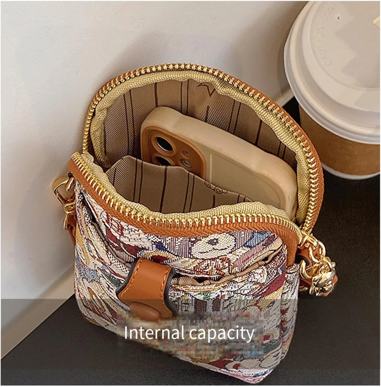2025 Canvas Crossbody Phone Bag - Mini Vertical Pouch with Contrast Stitching, Adjustable Strap
