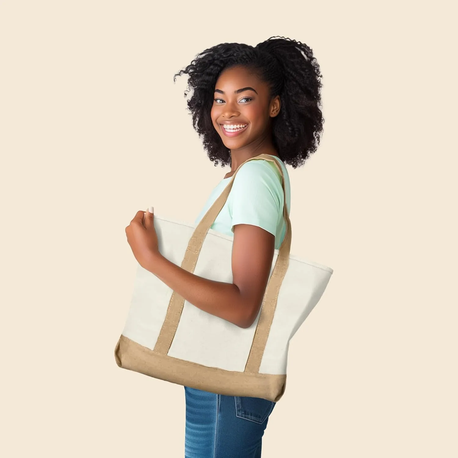 22" Heavy Duty Cotton Canvas Tote Bag (Zippered)