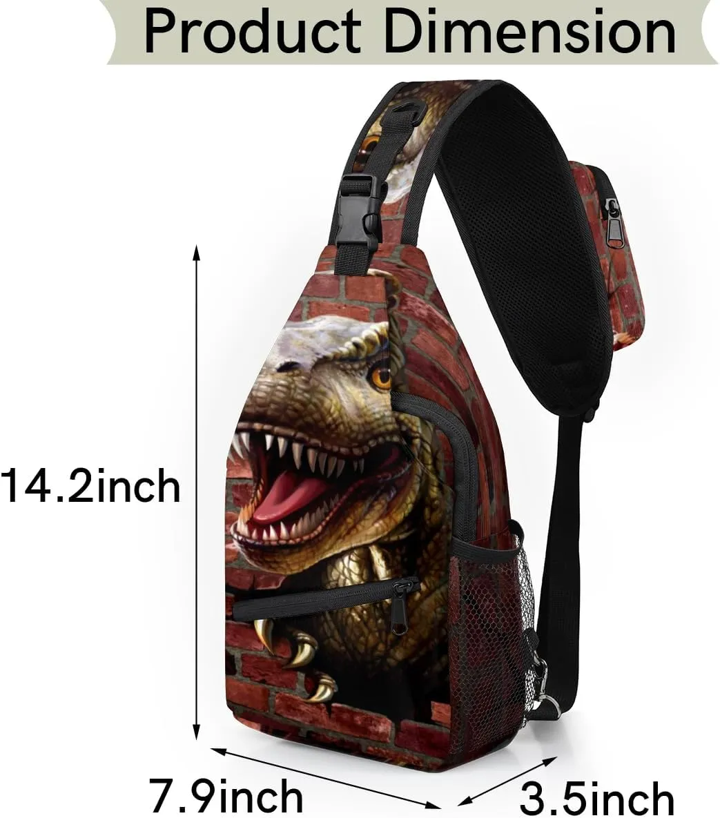 3d Dinosaur Sling Bag for Women Men Crossbody Sling Backpack Shoulder Bag Chest Bag Daypack for Travel Hiking Outdoor