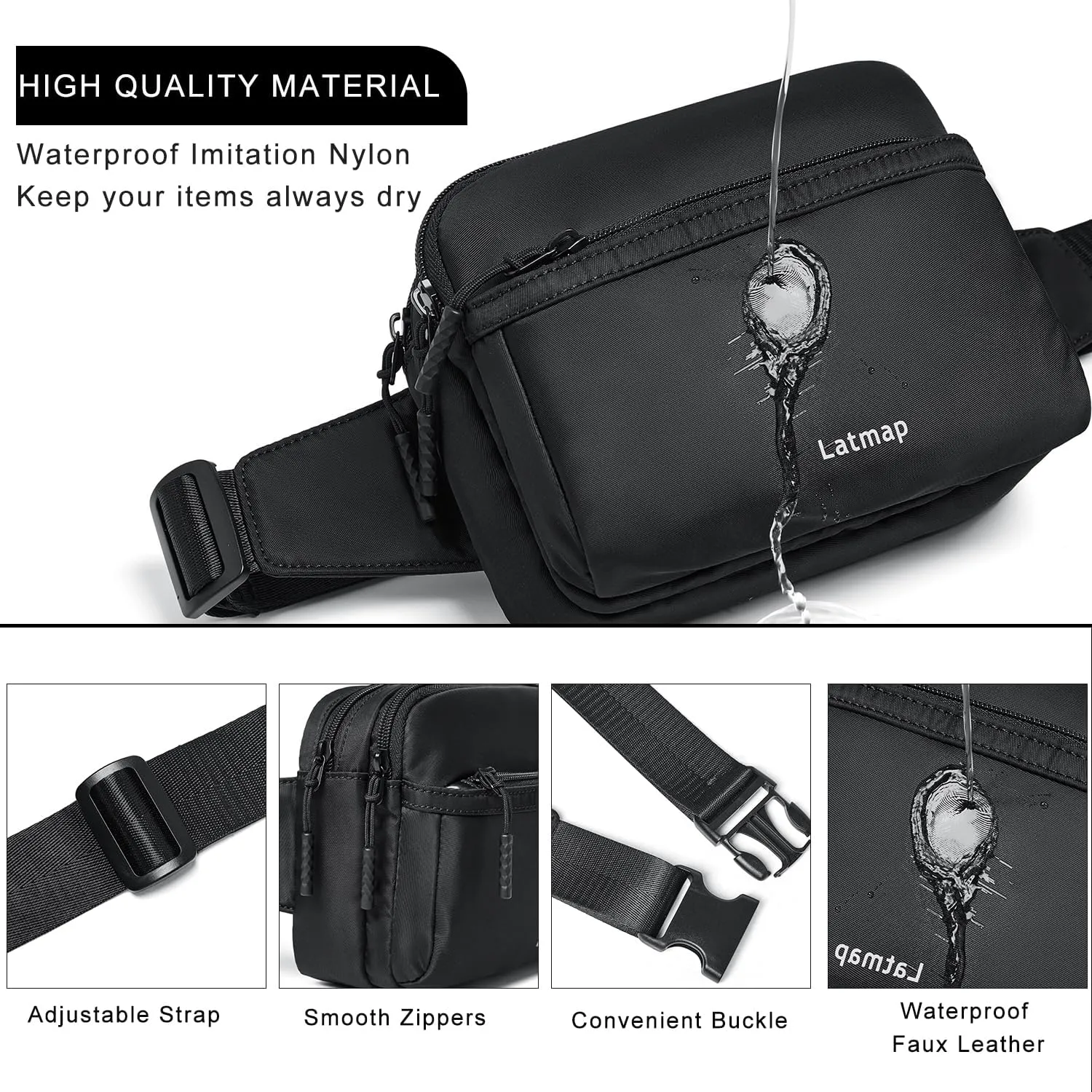 3L Fanny Packs Belt Bag for Women Small Everywhere Crossbody Bag Waist Bag Faux Leather Sling Chest Bag Purse