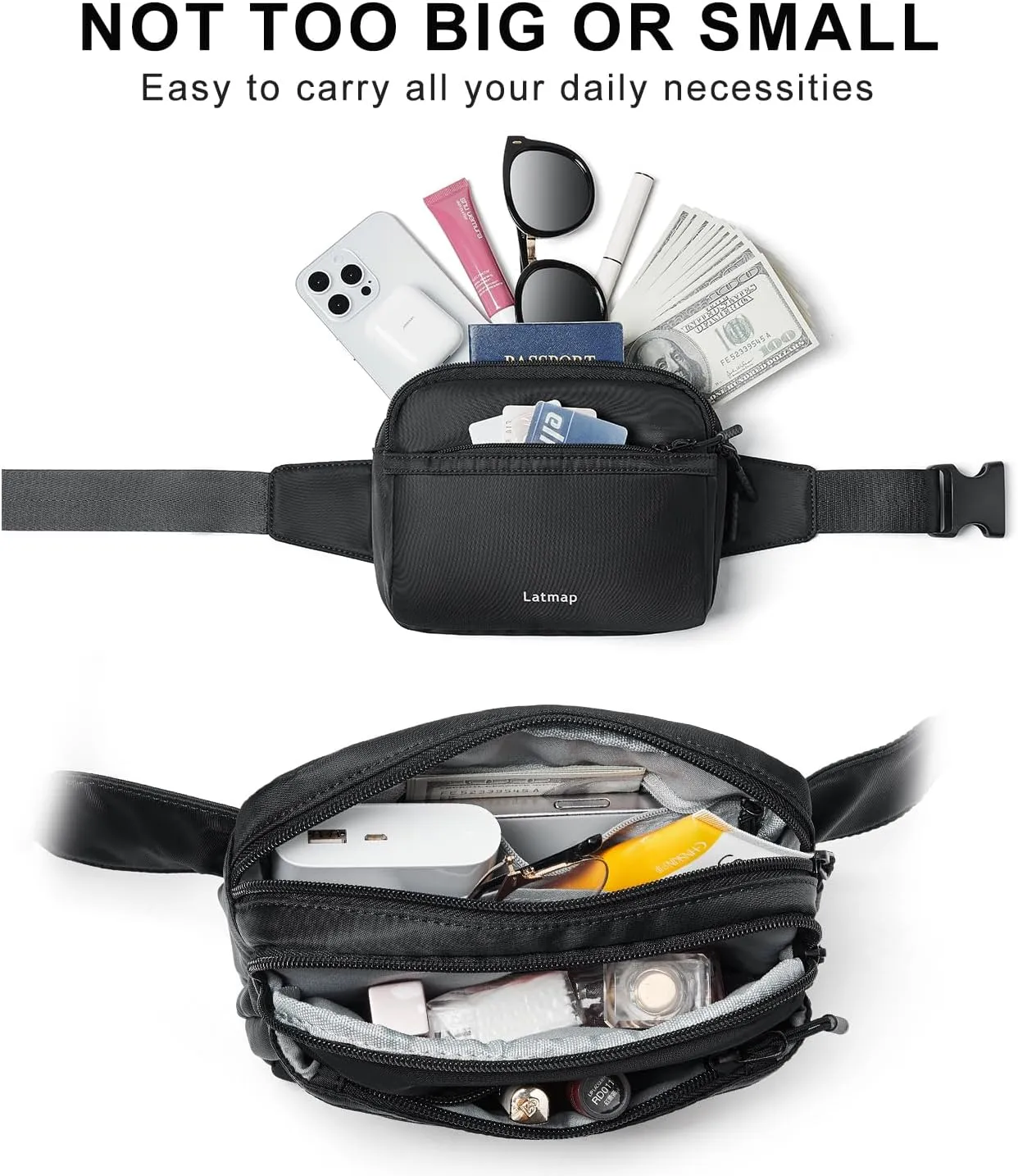 3L Fanny Packs Belt Bag for Women Small Everywhere Crossbody Bag Waist Bag Faux Leather Sling Chest Bag Purse