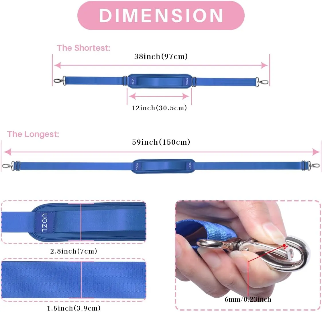 59 Inch Shoulder Straps, Soft with Ultra-Thick Fixed Shoulder Pad, Two Way Independently Adjustable Buckle Replacement Straps for Laptop Bag Messenger Bag Tool Bag Luggage,Blue
