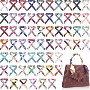 60 Pcs Women Handbag Scarf for Women Purse Handbags Handle Ribbon Satin Head Scarf Neckerchief Silk Headband Charm for Decoration