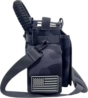 64 oz Insulated Water Bottle Carrier Bag, Half Gallon Water Bottle Jug Sling Bag Sleeve Pouch Holder with Strap & Paracord Handle and 2 Pocket, Tactical Bag for Outdoor Camping, Hiking, Gym