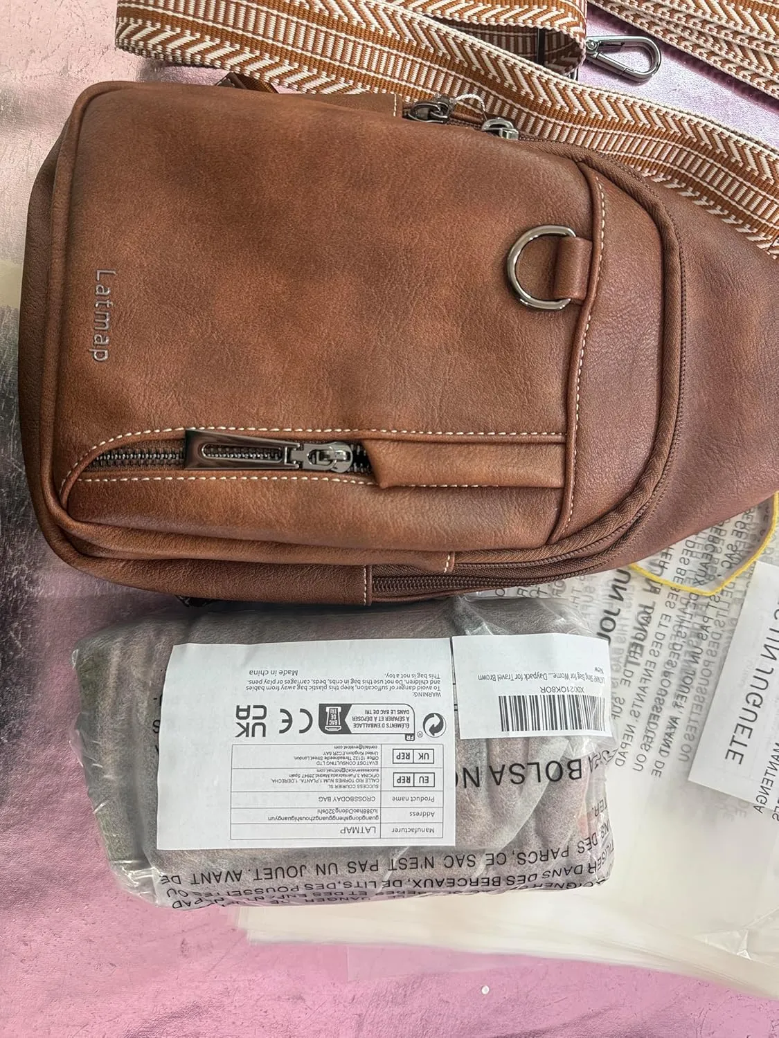7L Sling Bag for Women Men Leather Small Sling Backpack Daypack Anti Theft Fanny Pack Crossbody Purse Travel