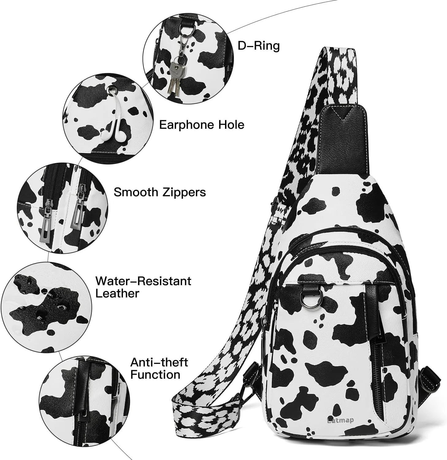 7L Sling Bag for Women Men Leather Small Sling Backpack Daypack Anti Theft Fanny Pack Crossbody Purse Travel