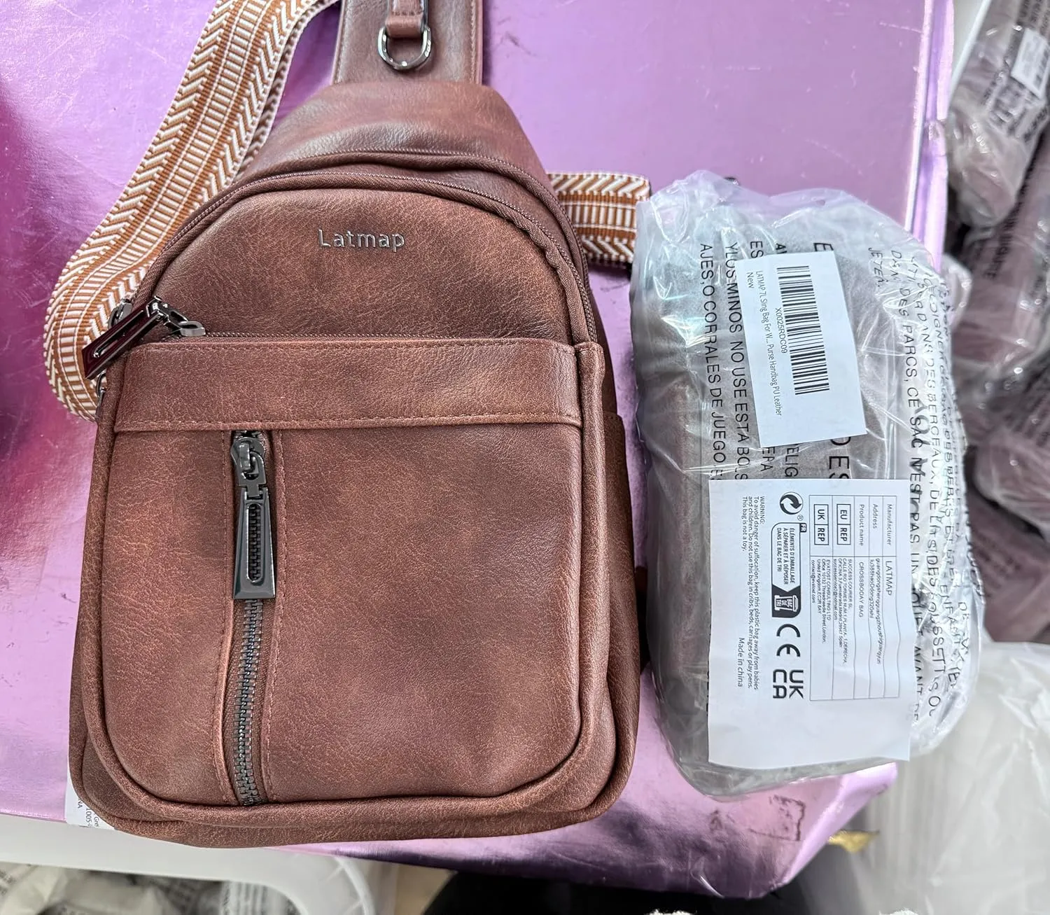 7L Sling Bag for Women Men Leather Small Sling Backpack Daypack Anti Theft Fanny Pack Crossbody Purse Travel