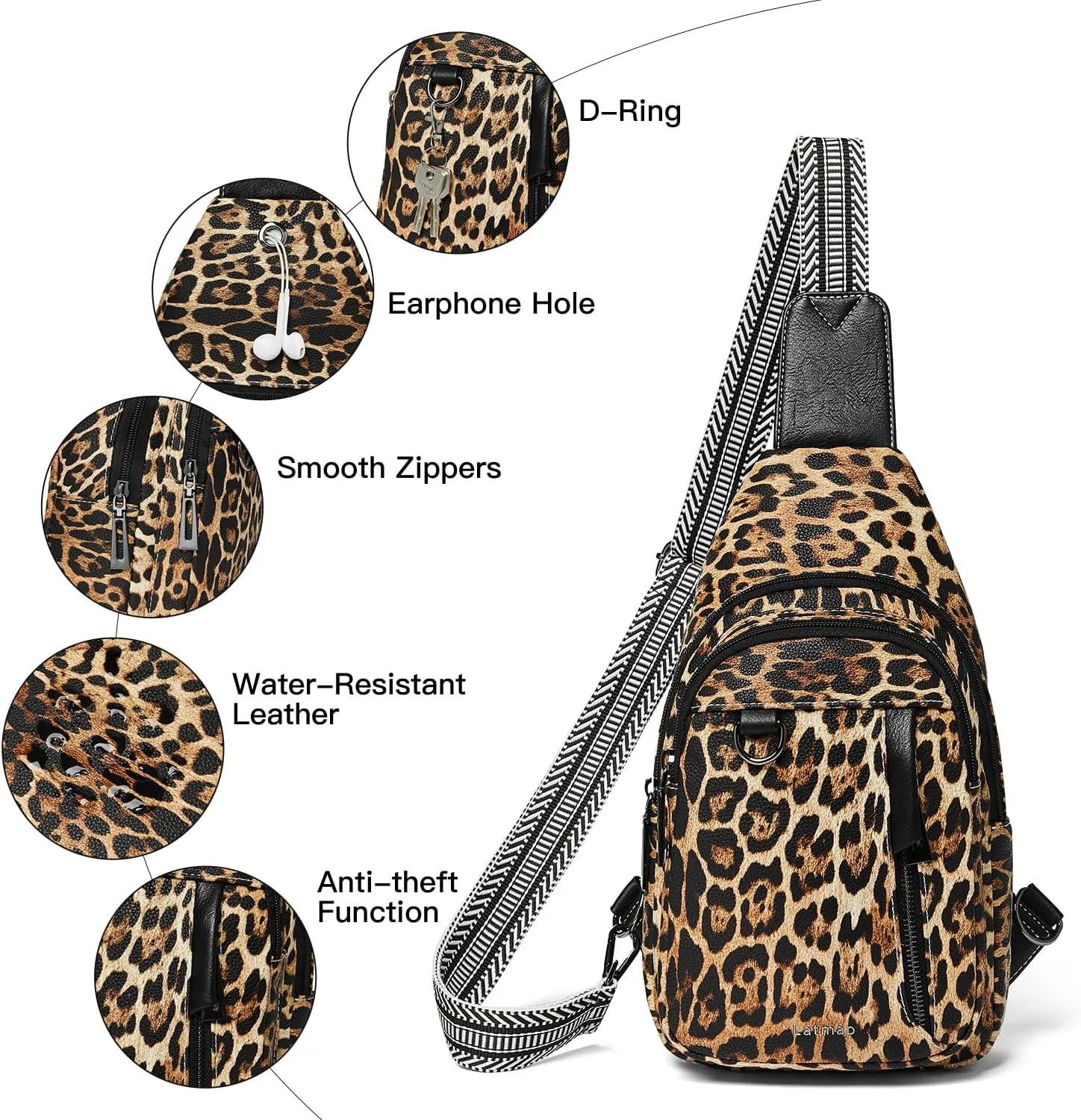 7L Sling Bag for Women Men Leather Small Sling Backpack Daypack Anti Theft Fanny Pack Crossbody Purse Travel