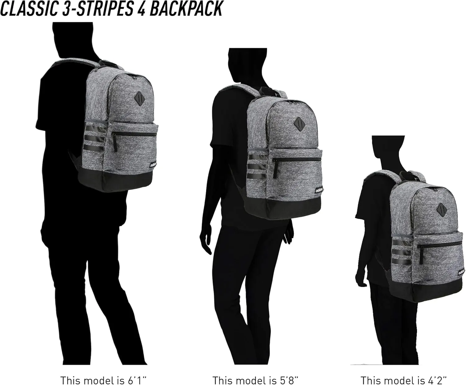 adidas Classic 3S Backpacks, Black/WhiteTest, One Size