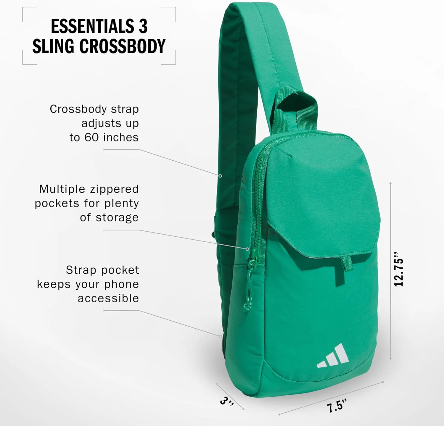 adidas Essentials Sling Small Crossbody Bag for Women and Men (5L), Semi Court Green/3.0, One Size