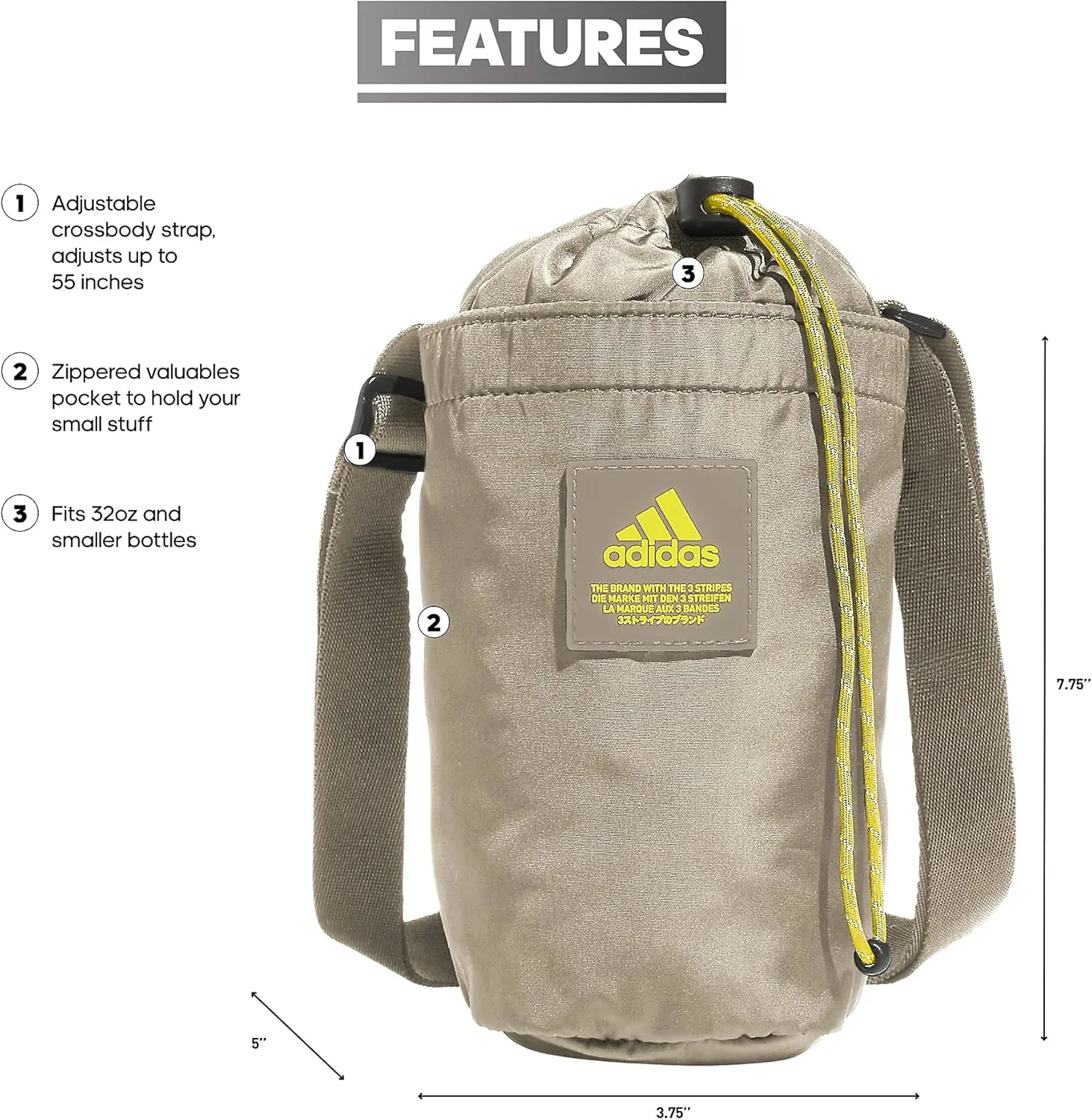 adidas Hydration Crossbody Bag 2.0, Wonder Beige/Lucid Lemon Yellow