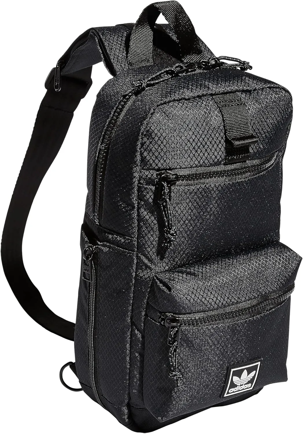 adidas Originals Utility Crossbody Sling Bag with Water Bottle Sleeve, Black, One Size