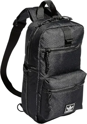 adidas Originals Utility Crossbody Sling Bag with Water Bottle Sleeve, Black, One Size