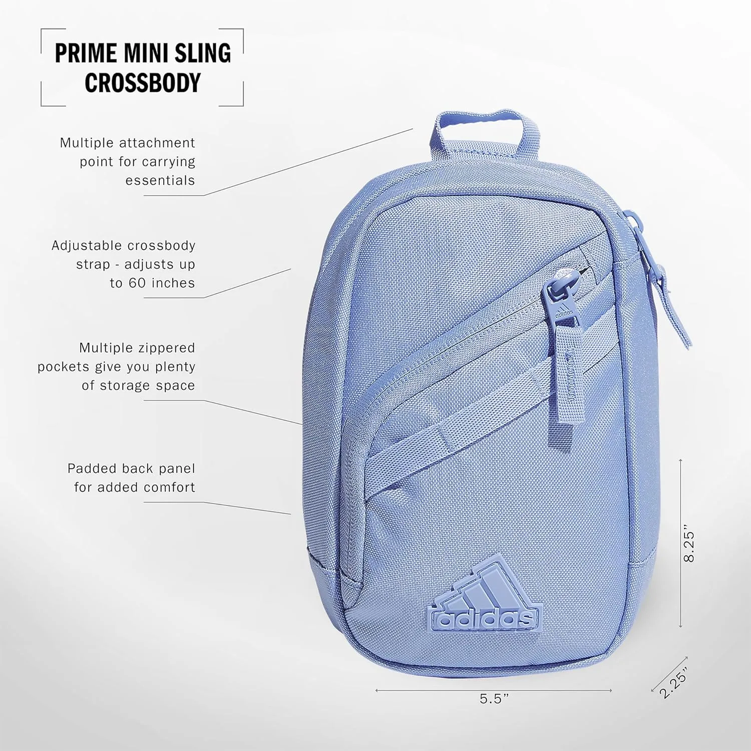 adidas Prime Mini Sling Crossbody Bag, Small Size for Festivals and Travel, Blue Spark, OSFA