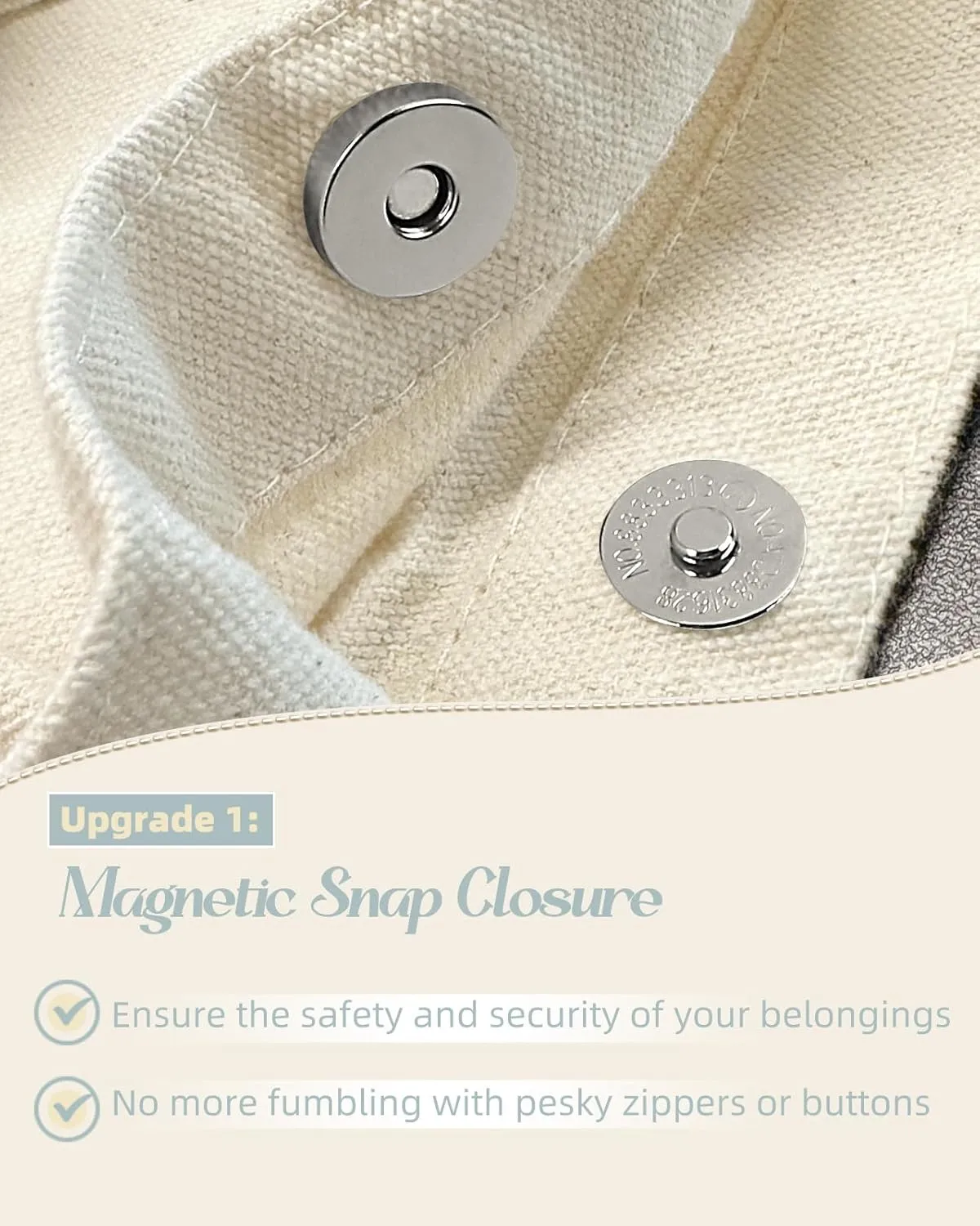 Aesthetic Cottonseed Tote Bag for Women - with Magnetic Buckle and Inner Pocket for Lady Cotton Tote Bag