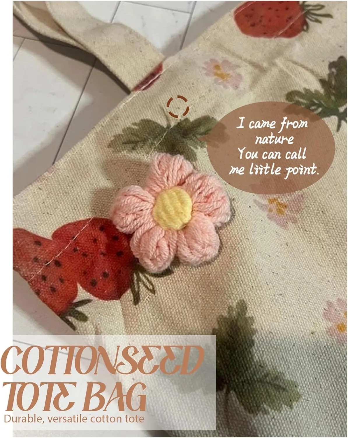 Aesthetic Cottonseed Tote Bag for Women - with Magnetic Buckle and Inner Pocket for Lady Cotton Tote Bag