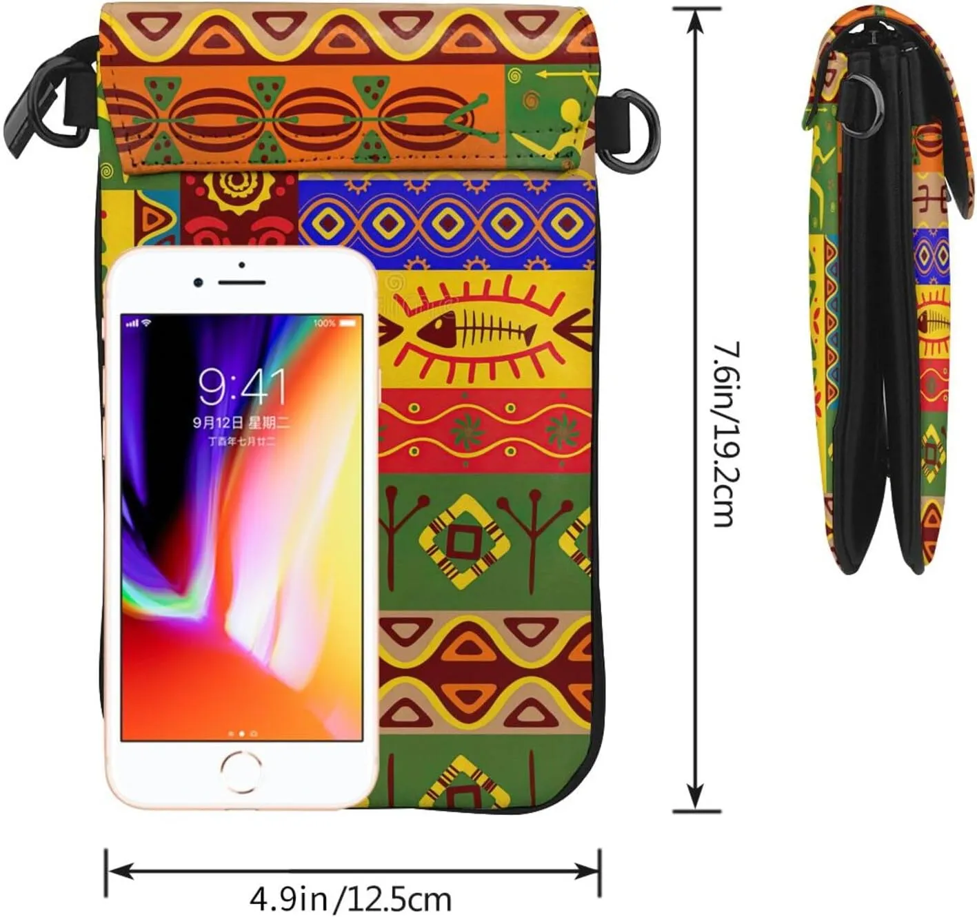 African National Patterns Lightweight Small Crossbody Bags Cell Phone Purses Travel Pouch Shoulder Bag For Women