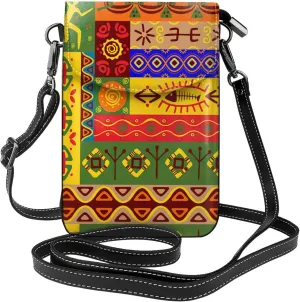 African National Patterns Lightweight Small Crossbody Bags Cell Phone Purses Travel Pouch Shoulder Bag For Women