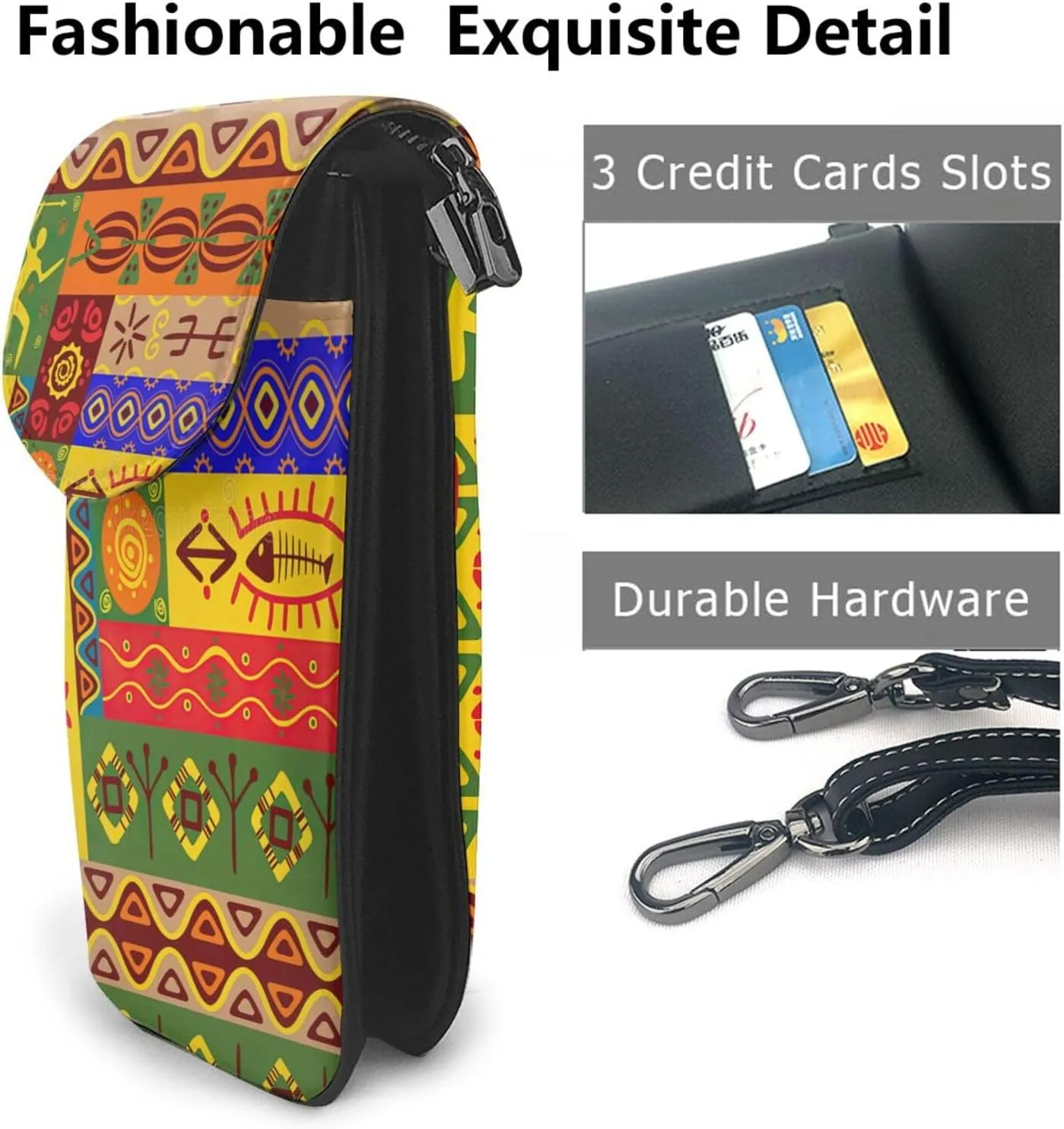 African National Patterns Lightweight Small Crossbody Bags Cell Phone Purses Travel Pouch Shoulder Bag For Women