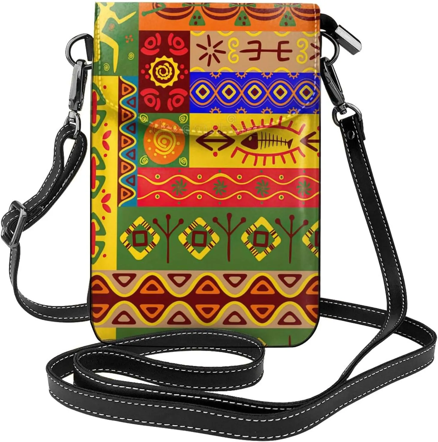 African National Patterns Lightweight Small Crossbody Bags Cell Phone Purses Travel Pouch Shoulder Bag For Women