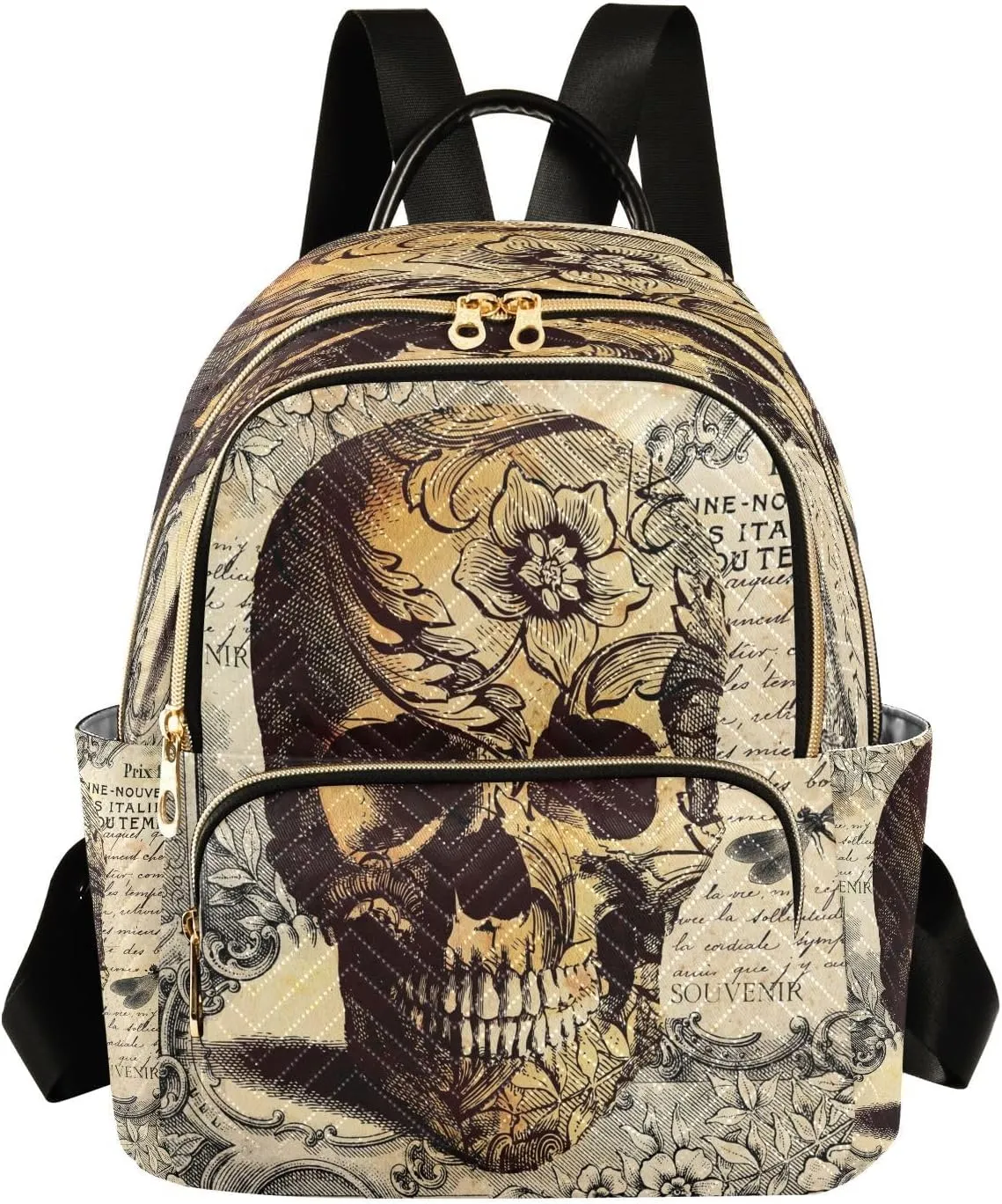 ALAZA Blossom Floral Skull Women Backpack Purse Ladies Fashion Shoulder Bag Daypack Travel Bag 10L