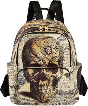 ALAZA Blossom Floral Skull Women Backpack Purse Ladies Fashion Shoulder Bag Daypack Travel Bag 10L