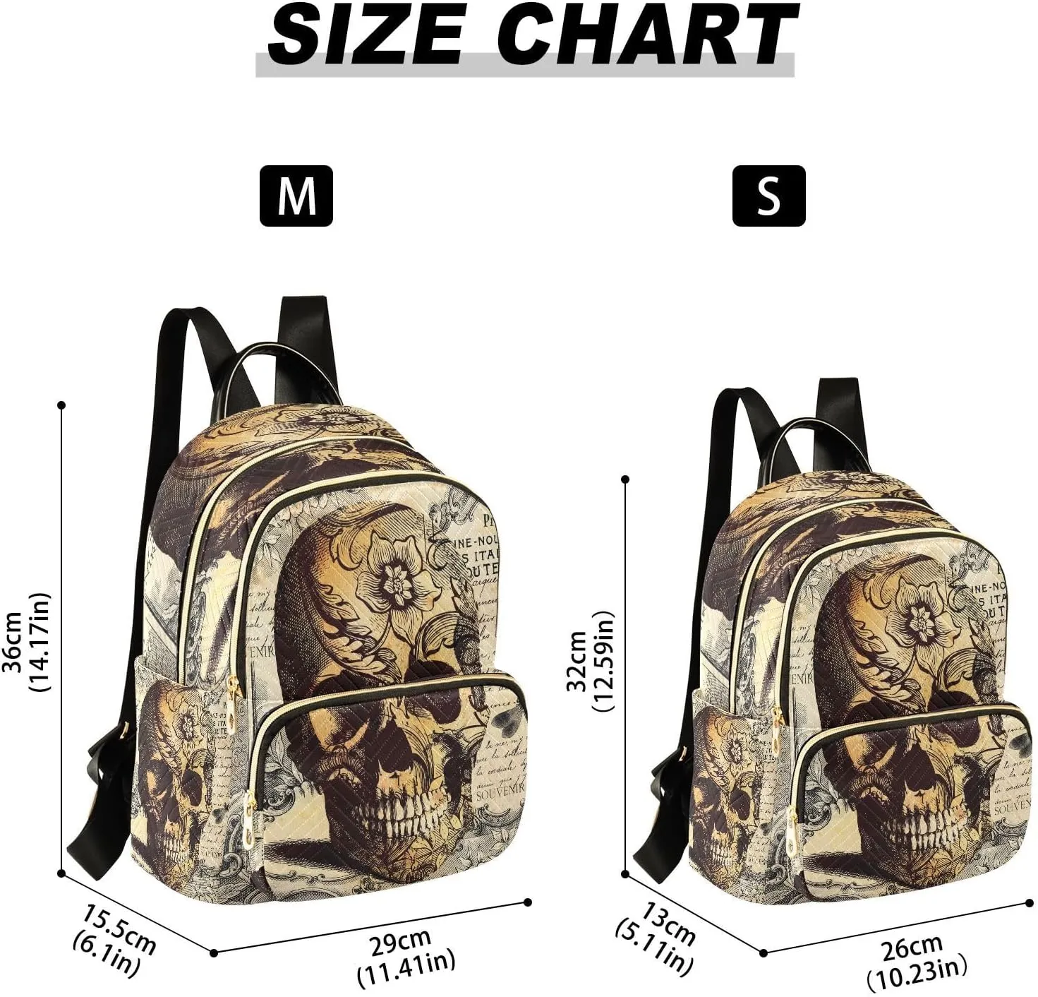 ALAZA Blossom Floral Skull Women Backpack Purse Ladies Fashion Shoulder Bag Daypack Travel Bag 10L
