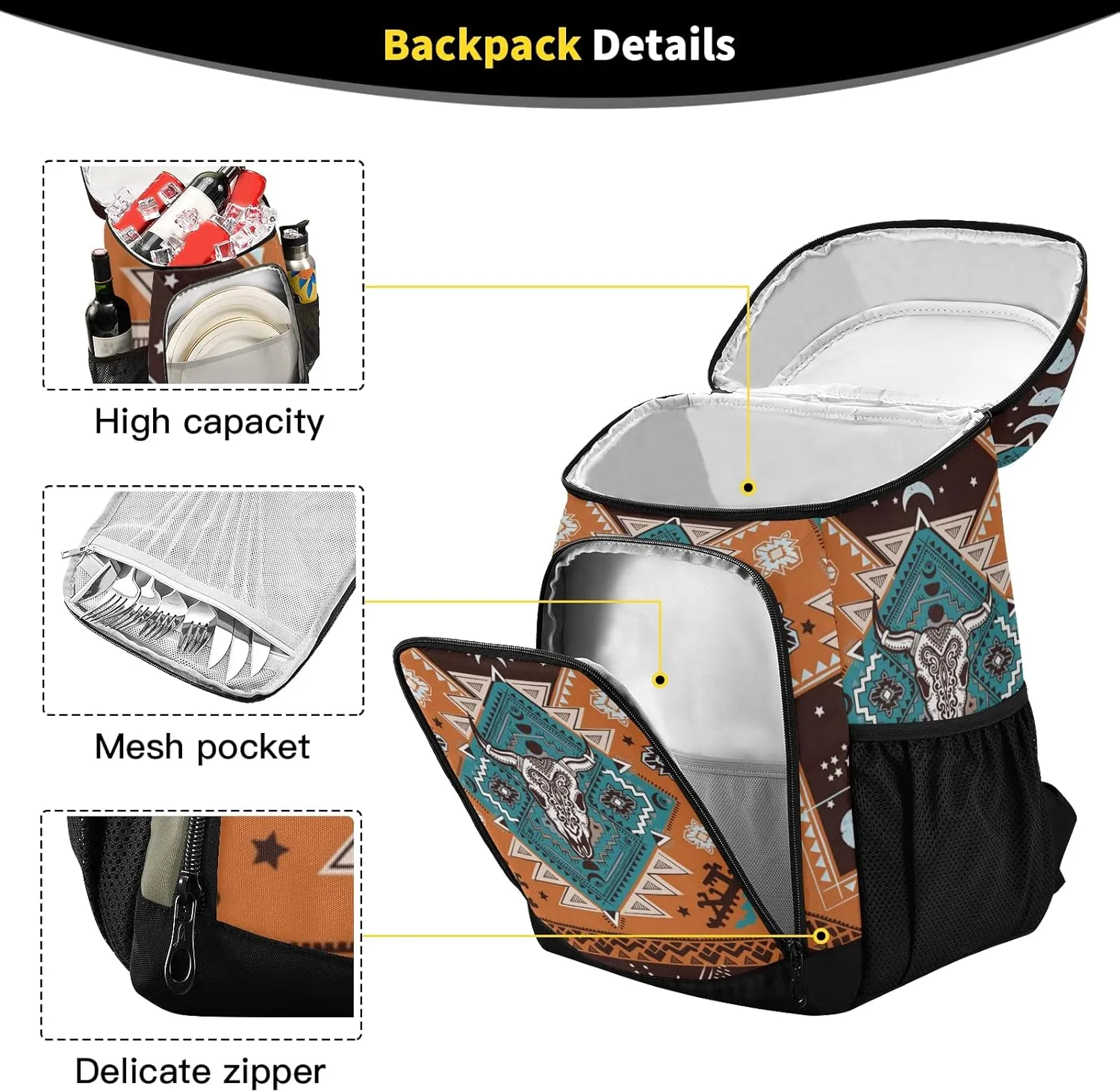 ALAZA Cooler Backpack Reusable Insulated Lunch Bag with Adjustable Shoulder Strap for Women Men Picnic Work College Hiking Camping Office Beach