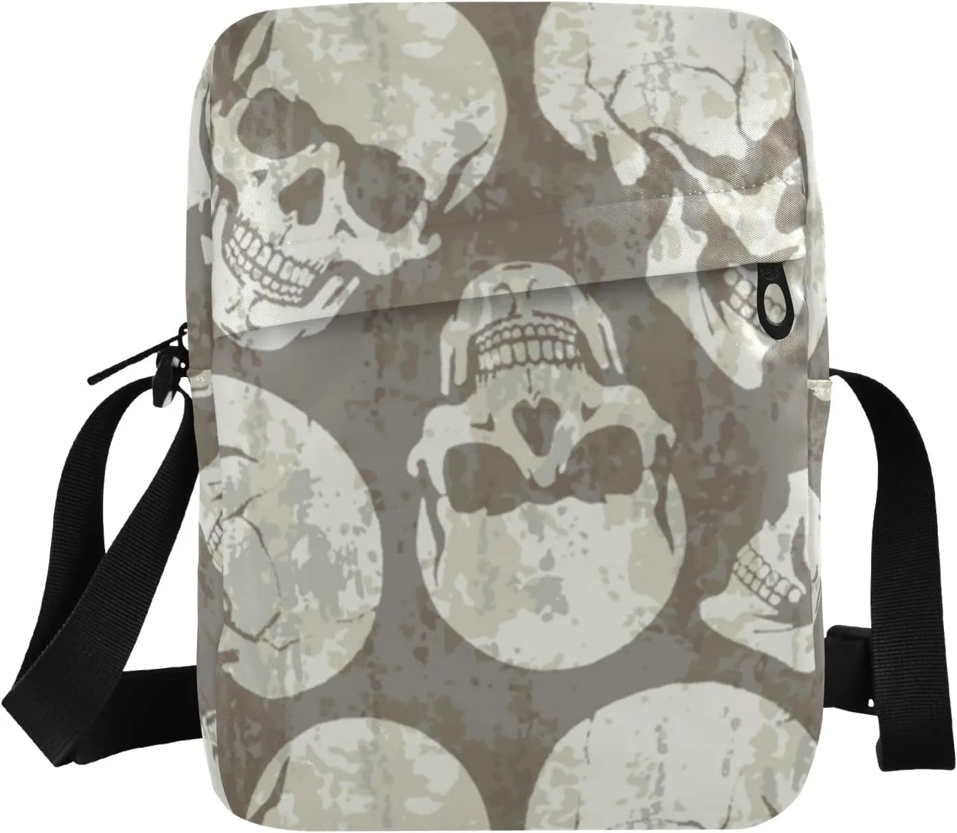 ALAZA Old Style Skull Crossbody Bag Small Messenger Bag Shoulder Bag with Zipper for Women Men