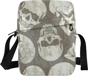 ALAZA Old Style Skull Crossbody Bag Small Messenger Bag Shoulder Bag with Zipper for Women Men