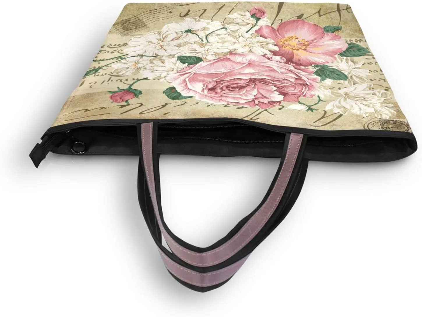 ALAZA Vintage Rose Floral Women Tote Bag Handbag Large Capacity Shoulder Bags