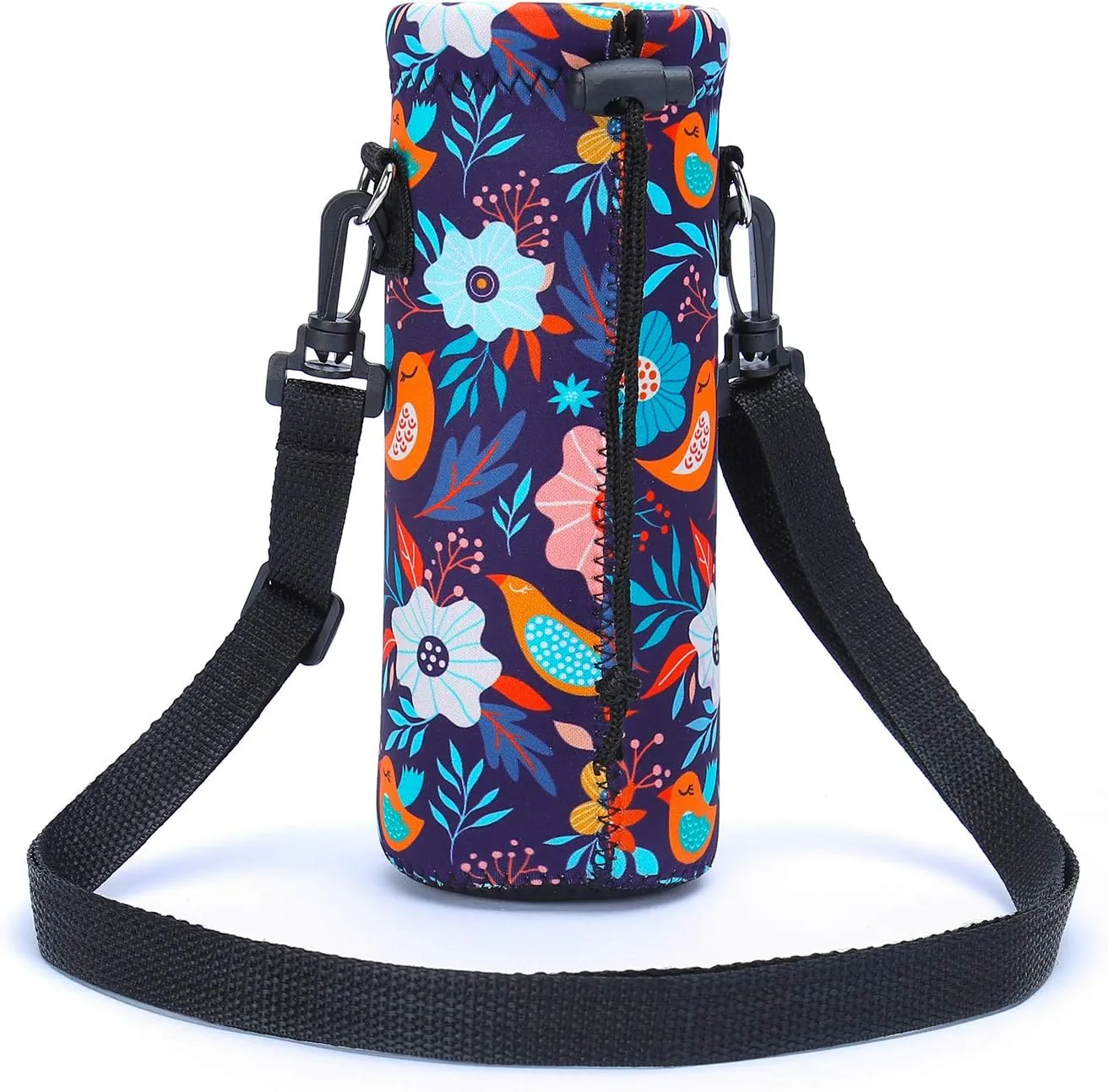 AMARY 750ML Neoprene Water Bottle Carrier Bag with Adjustable Shoulder Strap,Insulated Water Bottle Cover for Stainless Steel/Glass/Plastic Bottles 24OZ (Birds)