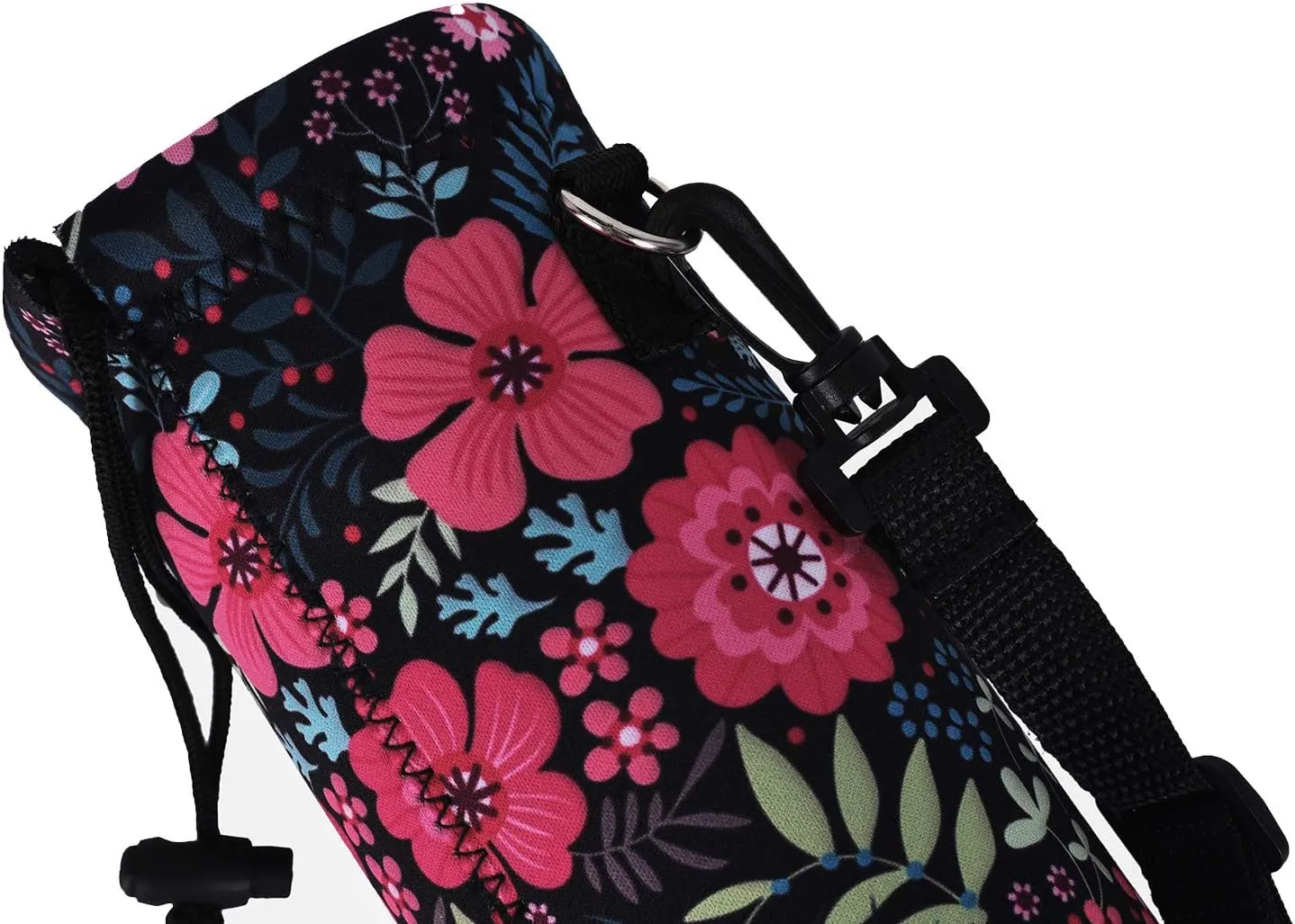 AMARY 750ML Neoprene Water Bottle Carrier Bag with Adjustable Shoulder Strap,Insulated Water Bottle Cover for Stainless Steel/Glass/Plastic Bottles 24OZ (Flowers-1)