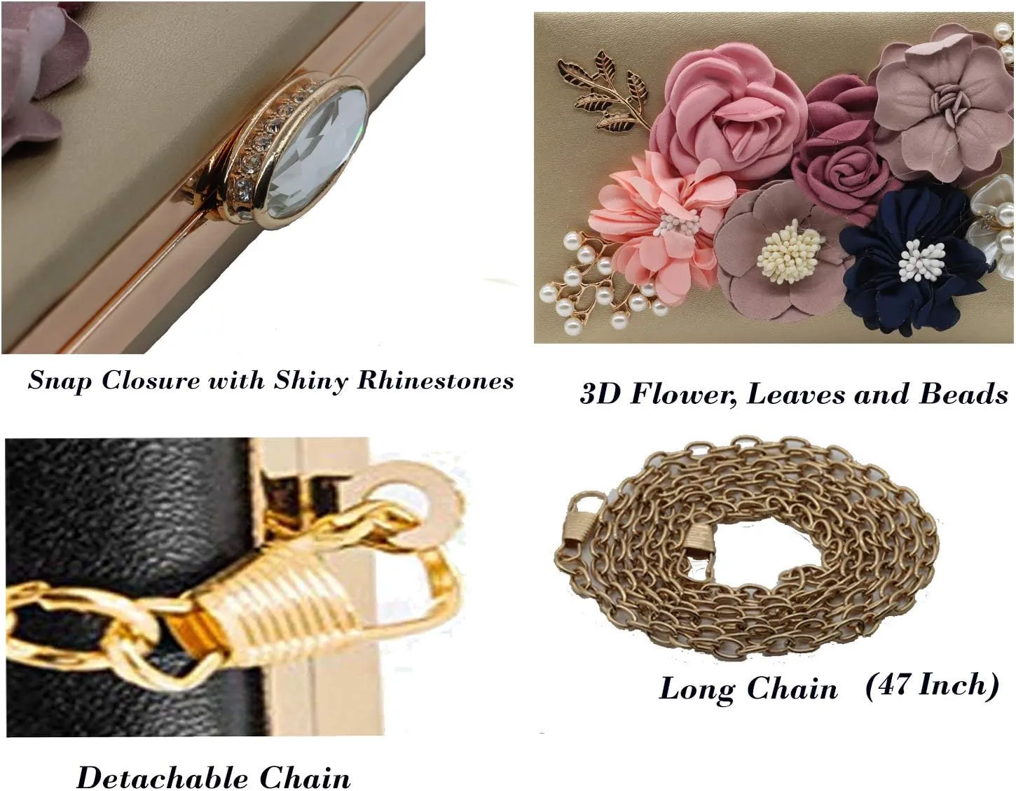 Amaze Flower Clutch Purse for Women Floral Evening Bags for Wedding Bride Formal Party