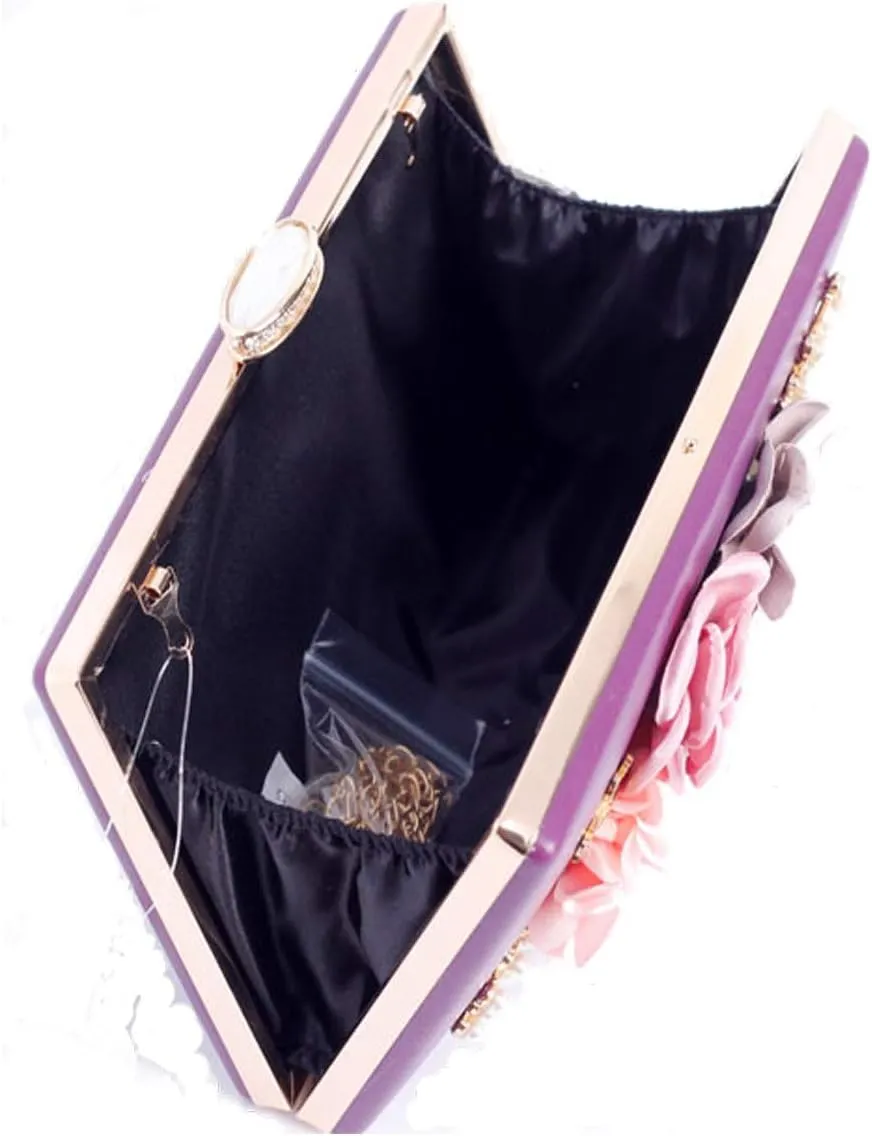 Amaze Flower Clutch Purse for Women Floral Evening Bags for Wedding Bride Formal Party