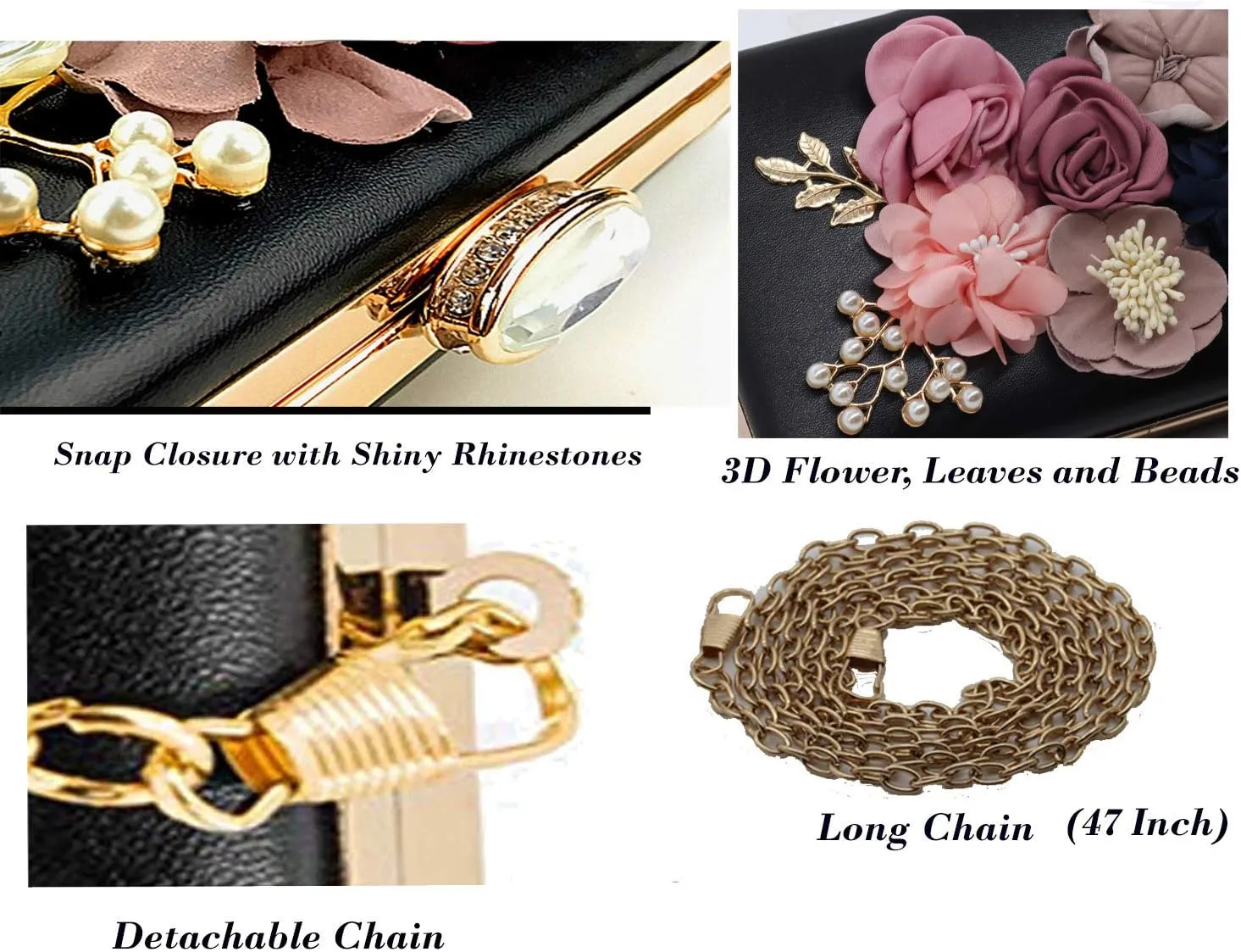 Amaze Flower Clutch Purse for Women Floral Evening Bags for Wedding Bride Formal Party