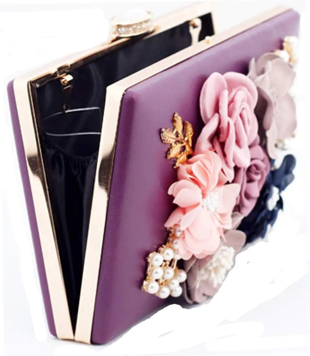 Amaze Flower Clutch Purse for Women Floral Evening Bags for Wedding Bride Formal Party