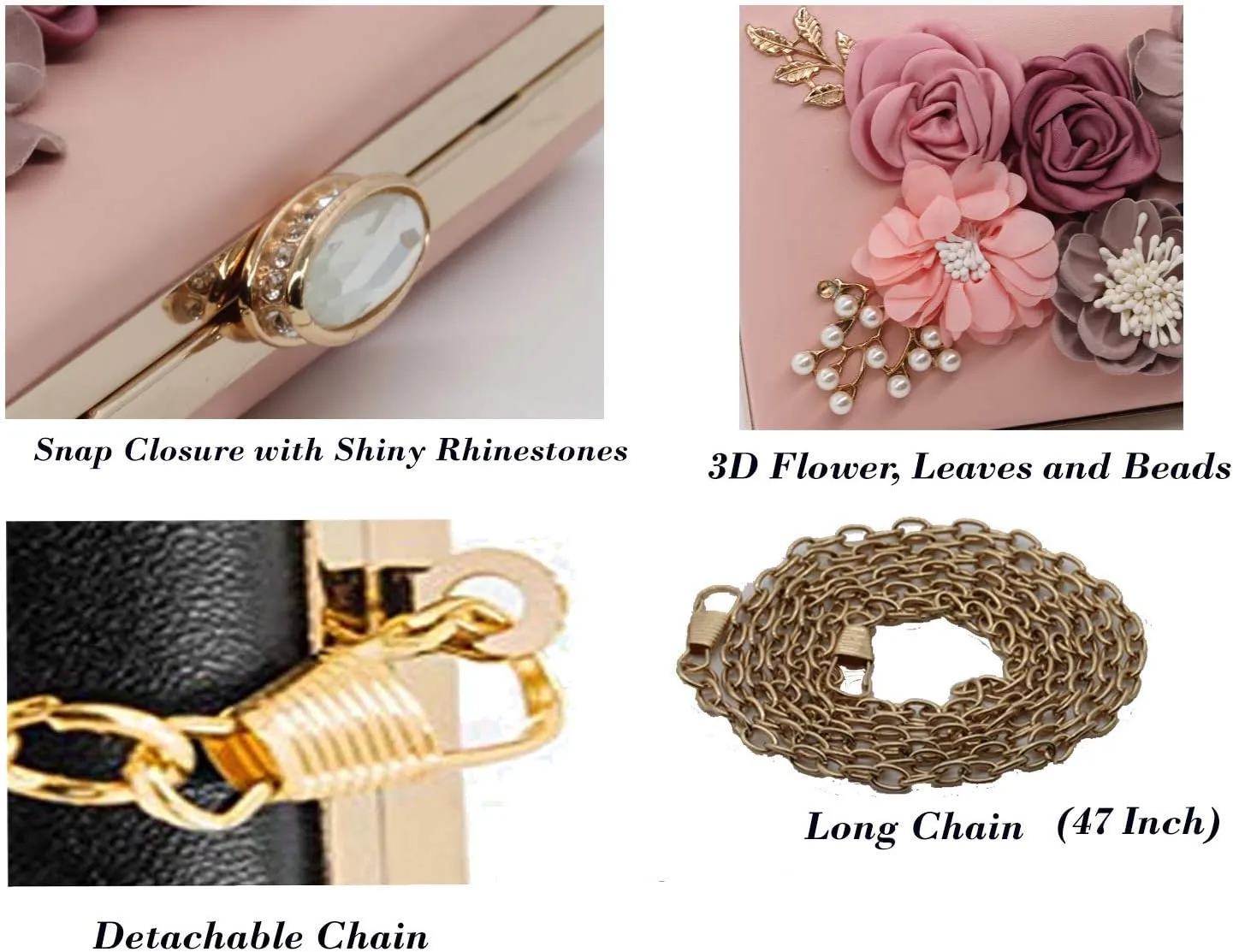 Amaze Flower Clutch Purse for Women Floral Evening Bags for Wedding Bride Formal Party