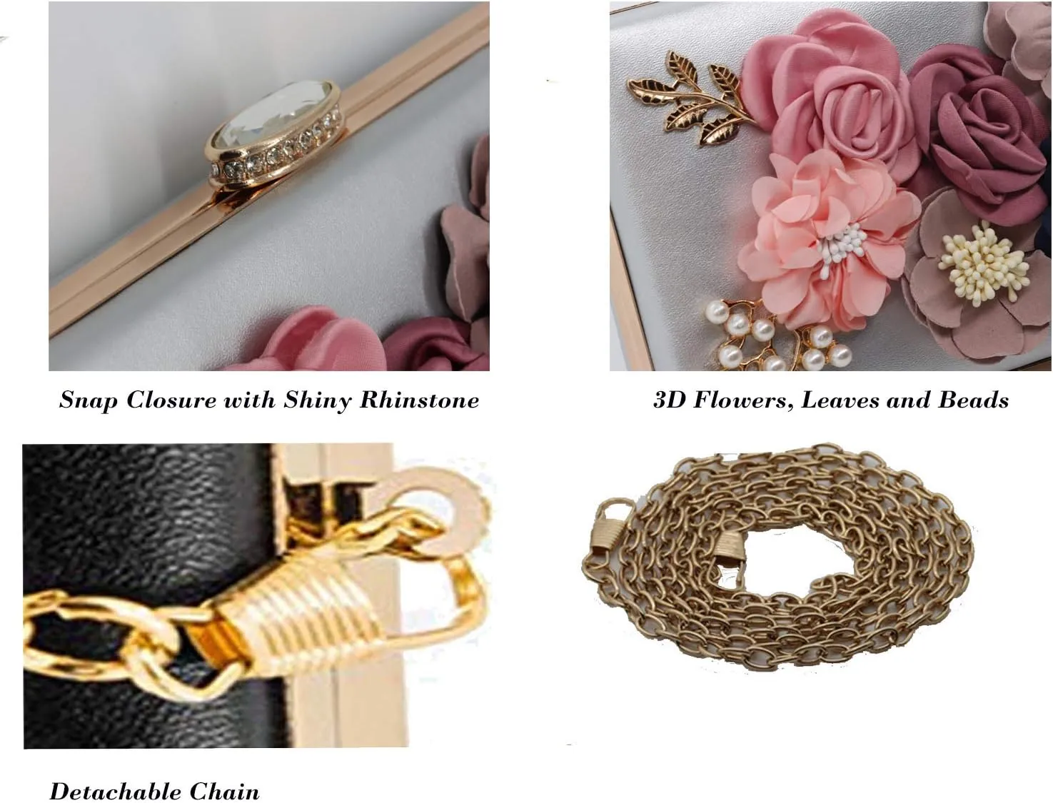 Amaze Flower Clutch Purse for Women Floral Evening Bags for Wedding Bride Formal Party
