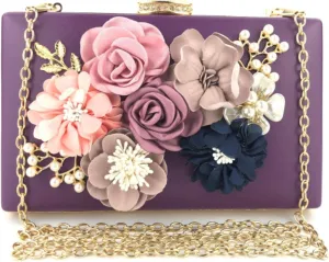 Amaze Flower Clutch Purse for Women Floral Evening Bags for Wedding Bride Formal Party
