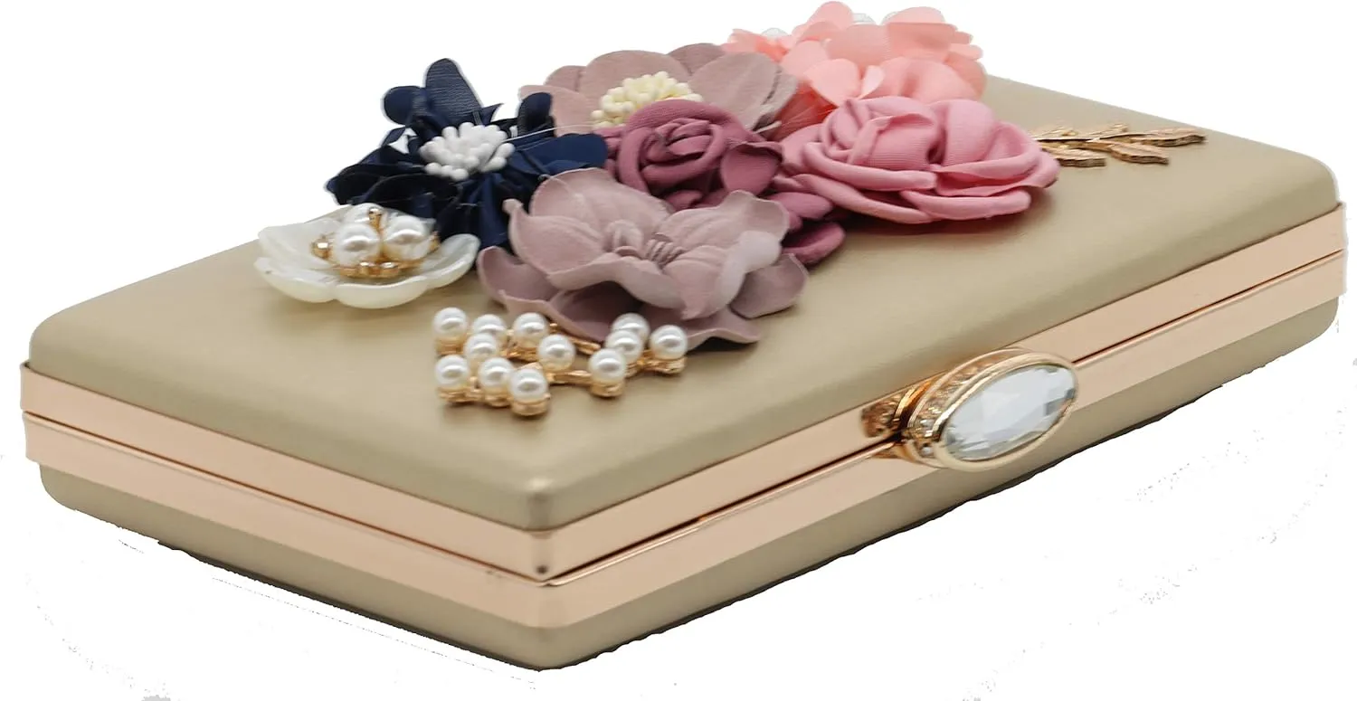 Amaze Flower Clutch Purse for Women Floral Evening Bags for Wedding Bride Formal Party