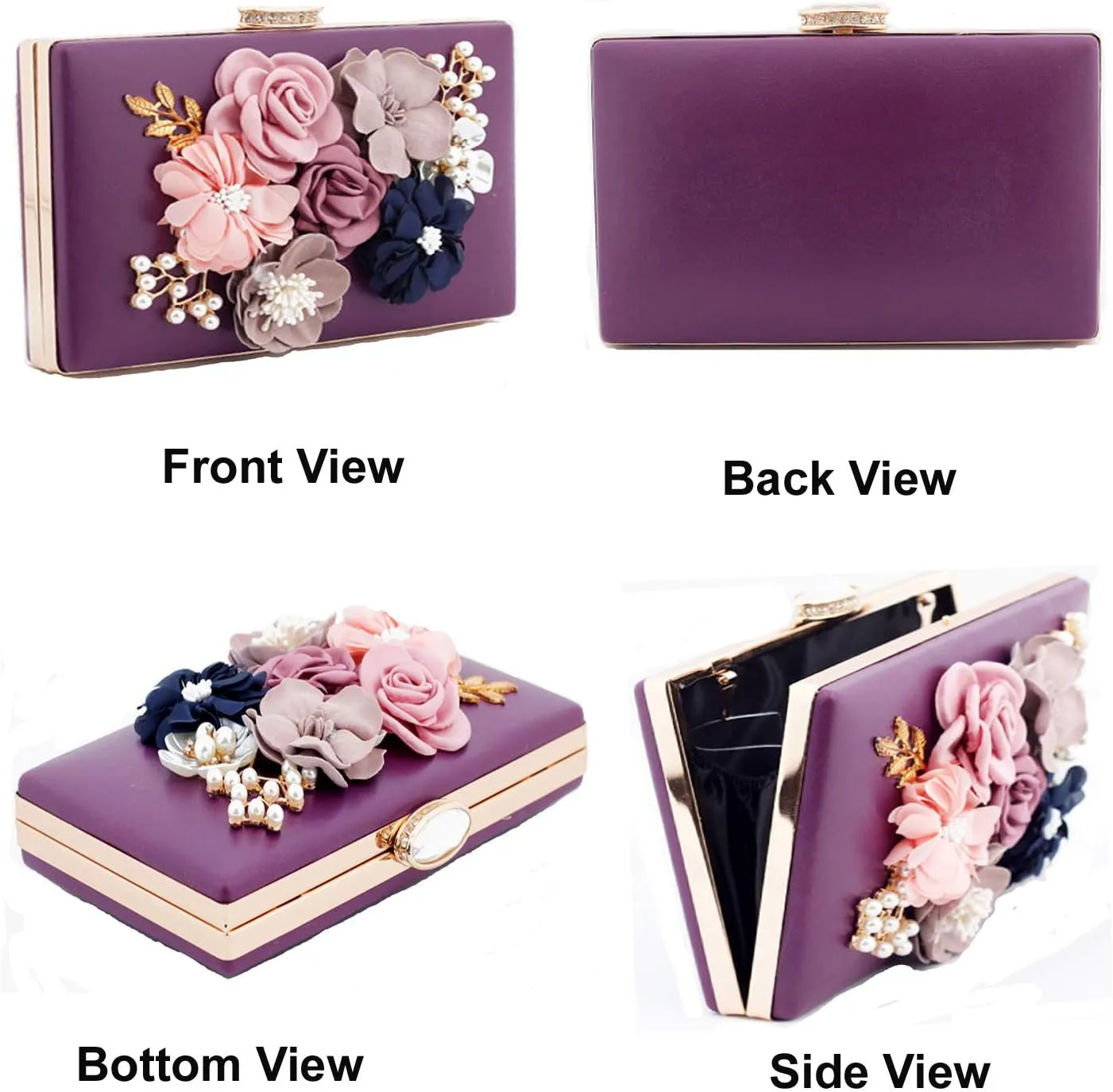 Amaze Flower Clutch Purse for Women Floral Evening Bags for Wedding Bride Formal Party