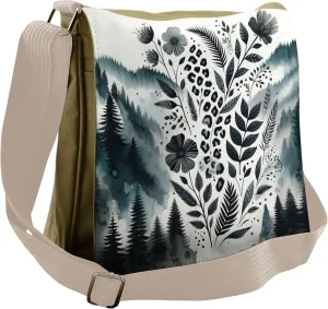Ambesonne Nature Art Messenger Bag, Mountains Nordic Floral, Unisex Cross-body